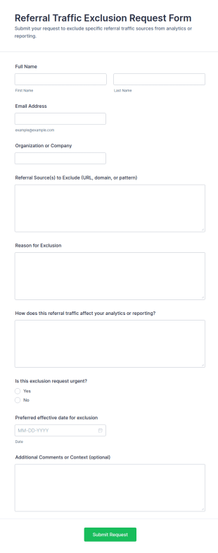Referral Traffic Exclusion Request Form Template
