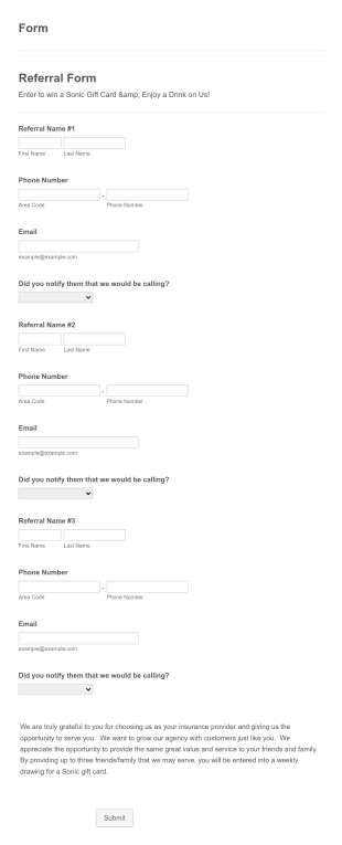 Referral Form Template