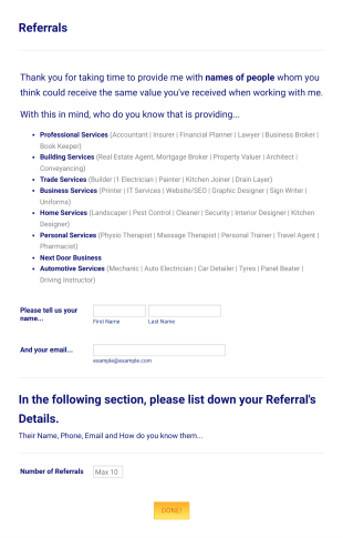 Referrals (for TAN Use) Form Template