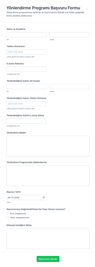Referrers Programı Anketi Form Şablonu