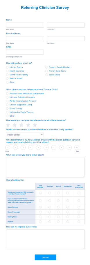 Referring Clinician Survey Form Template
