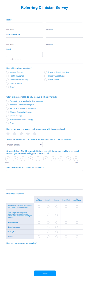 Referring Clinician Survey Form Template