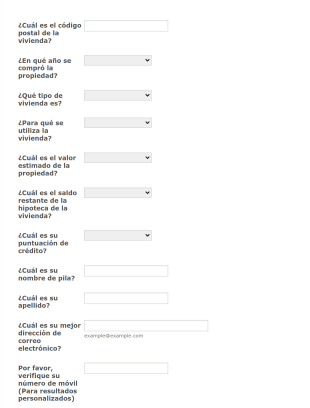Refi Quiz Spanish Template Mortgage Growth System Form Template