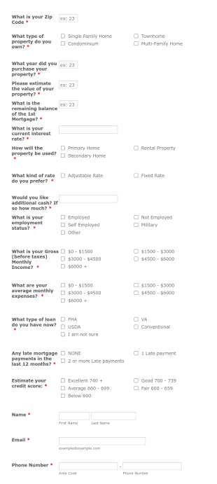 Todays Mortgage Rates Form Template