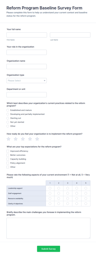 Reform Program Baseline Survey Form Template