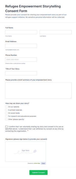 Refugee Empowerment Storytelling Consent Form Template