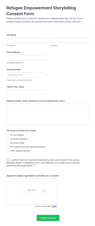 Refugee Empowerment Storytelling Consent Form Template