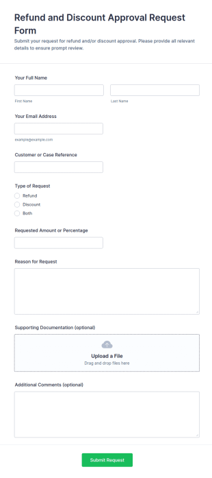 Refund And Discount Approval Request Form Template