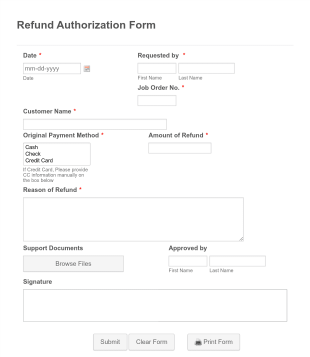 Refund Authorization Form Template