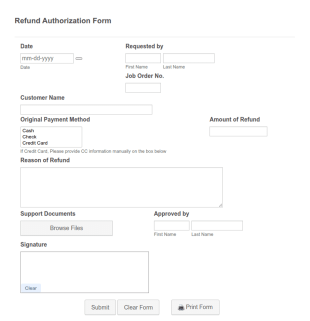 Refund Authorization Form Template