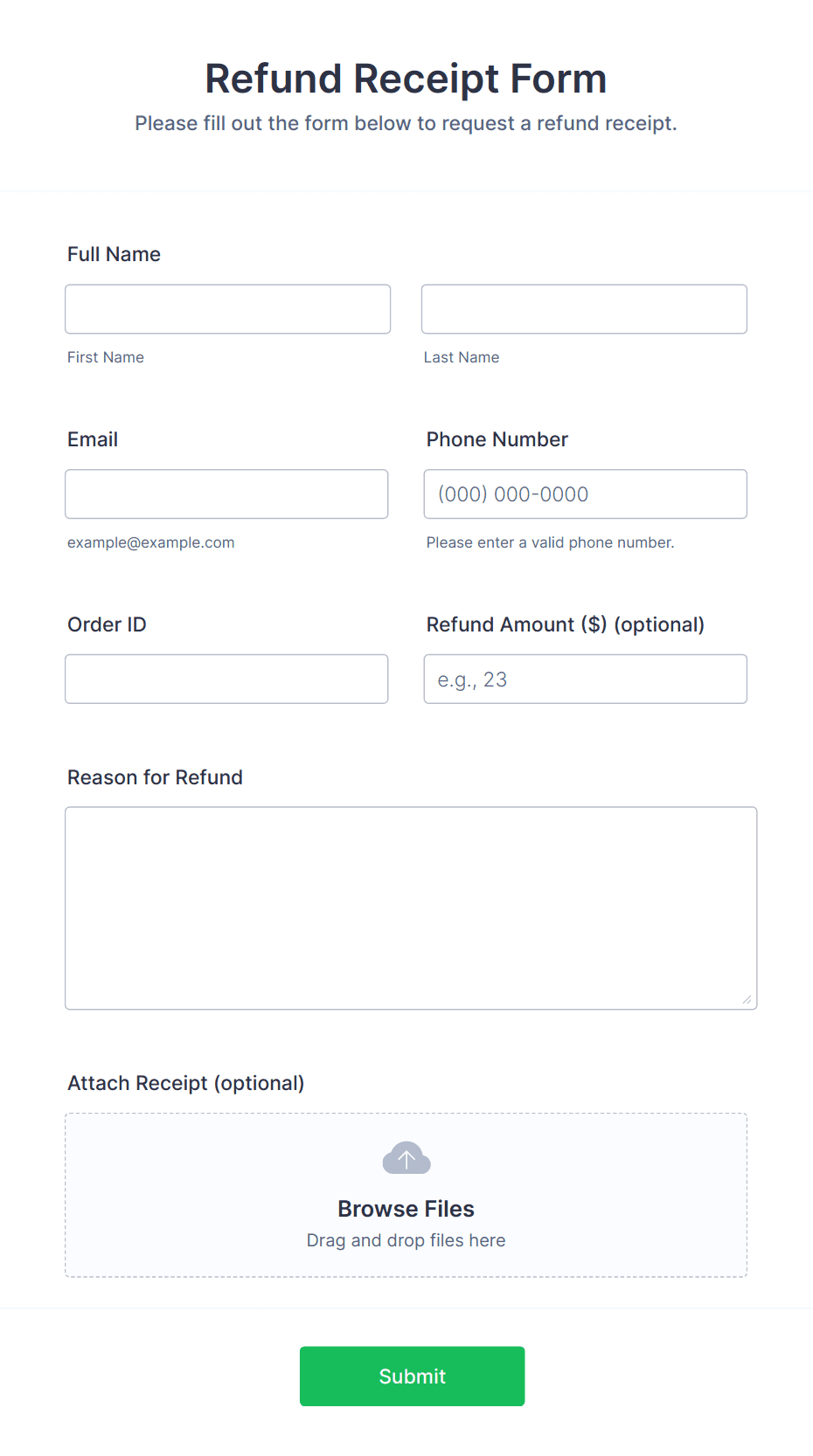 Refund Receipt Form Template | Jotform