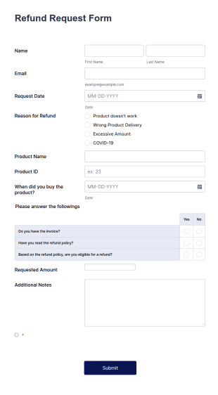 Refund Request Form Template