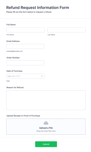Refund Request Information Form Template