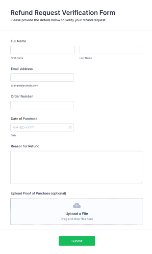Refund Request Verification Form Template