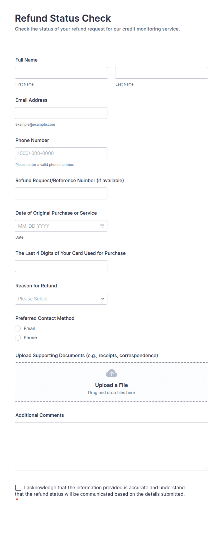 Refund Status Check Form Template | Jotform