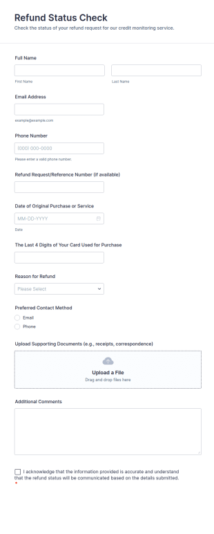 Refund Status Check Form Template