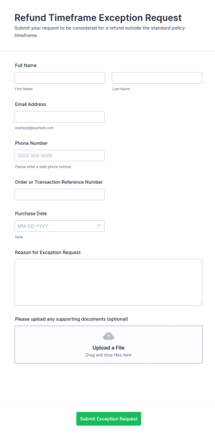 Refund Timeframe Exception Request Form Template