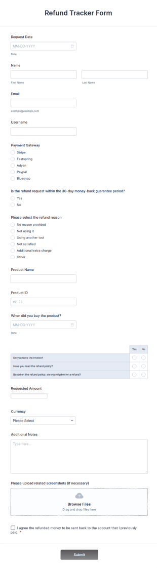 Refund Tracker Form Template