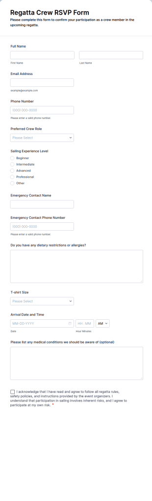 Regatta Crew RSVP Form Template