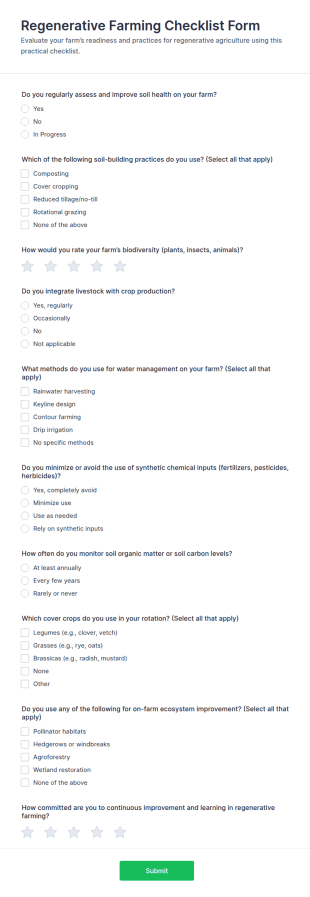Regenerative Farming Checklist Form Template
