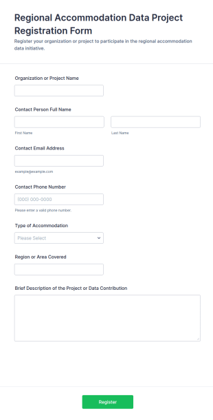 Regional Accommodation Data Project Registration Form Template