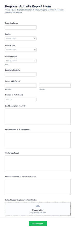 Regional Activity Report Form Template