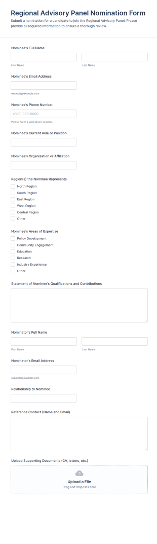 Regional Advisory Panel Nomination Form Template