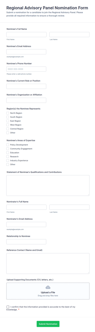 Regional Advisory Panel Nomination Form Template