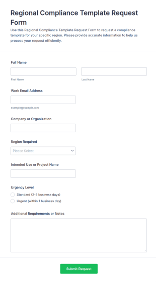 Regional Compliance Template Request Form