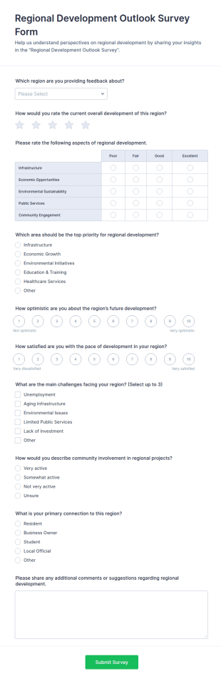 Regional Development Outlook Survey Form Template