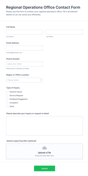Regional Operations Office Contact Form Template