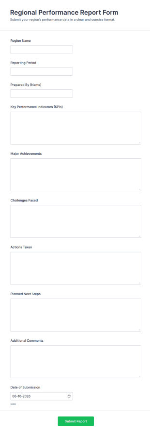 Regional Performance Report Form Template