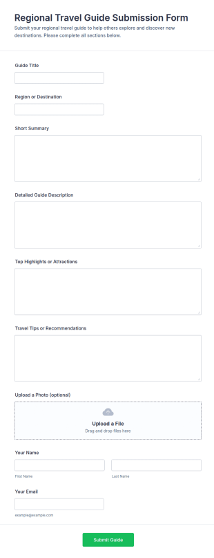 Regional Travel Guide Submission Form Template