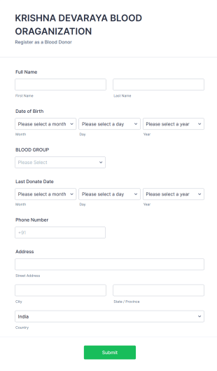 Blood Donation Registration Form Template