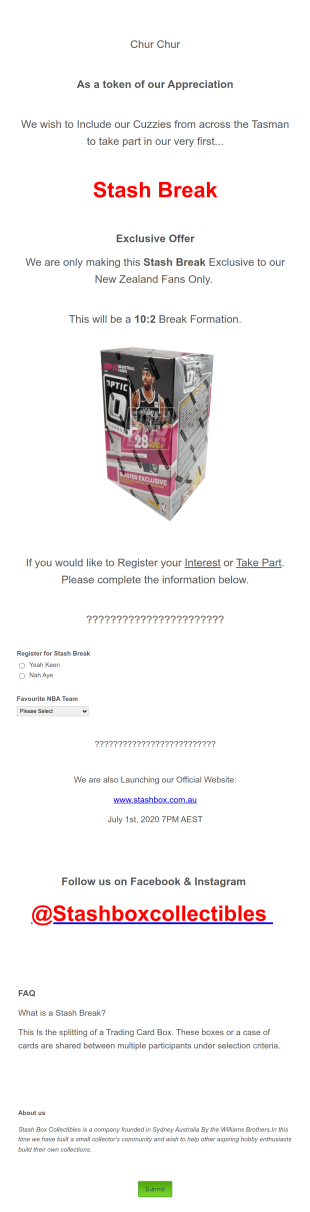 Register Your Interest | Stash Break Form Template