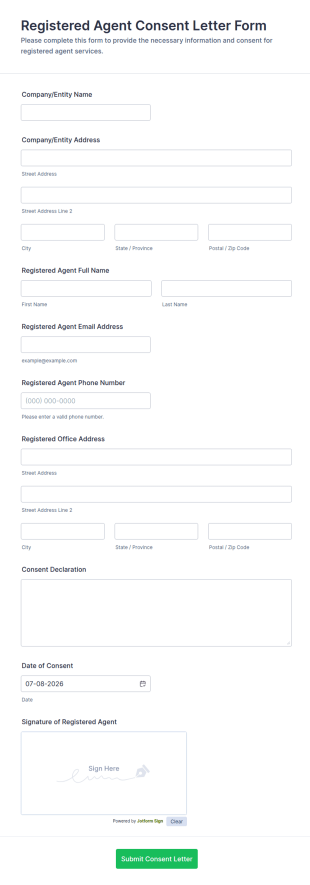 Registered Agent Consent Letter Form Template
