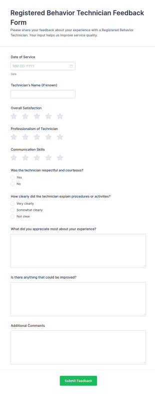 Registered Behavior Technician Feedback Form Template