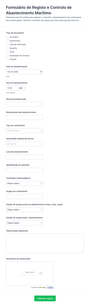 Registo De Abastecimento Marítimo