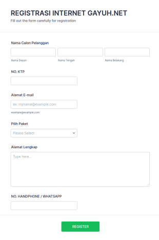 Registrasi Internet Gayuh.net