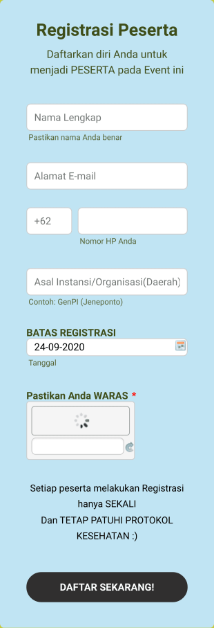 Registrasi Peserta Kemah Wisata Jeneponto 2020 Form Template