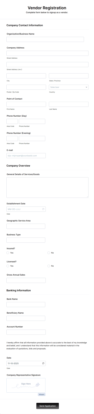 Registratieformulier Voor Leveranciers