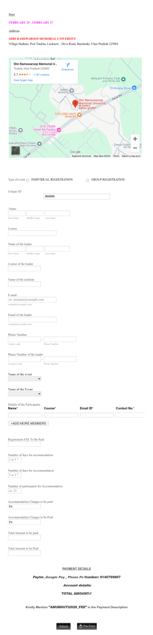 Registration 2020 Form Template