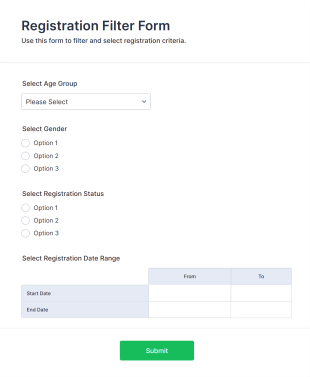 Registration Filter Form Template