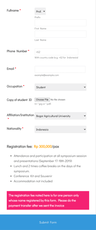 Registration For Participant Only International Symposium On LAPAN IPB Satellite (LISAT) Form Template
