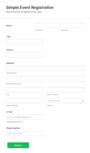 Simple Seminar Contact Form Template