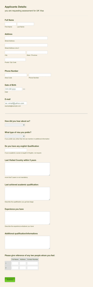 Registration Form (Information Query Only)