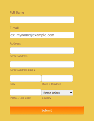 Registration Form Orange Scheme