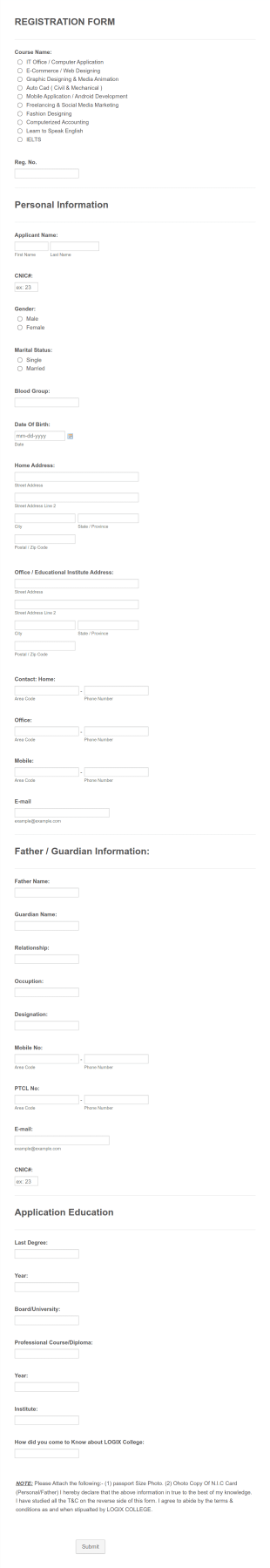Registration Form Template