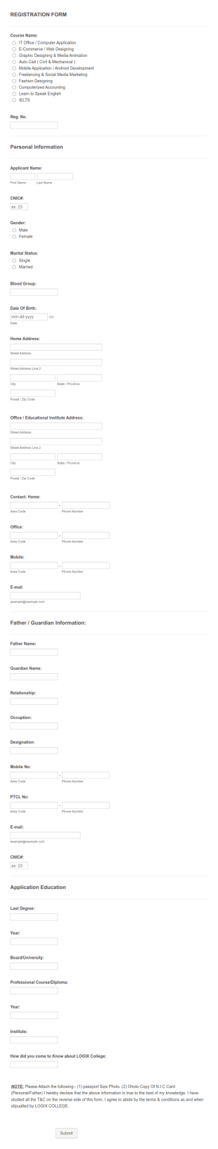 Registration Form Template