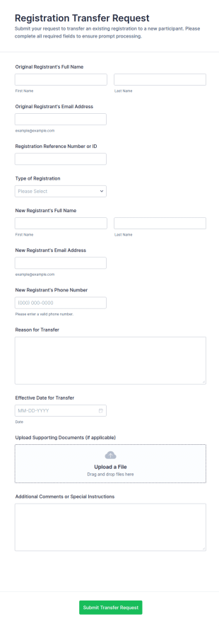 Registration Transfer Request Form Template